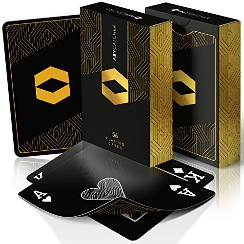 AEY Catcher® Playing Cards - Zauberkarten (Luxe Edition) Kartendeck Zaubertricks - Spielkarten schwarz - Pokerkarten
