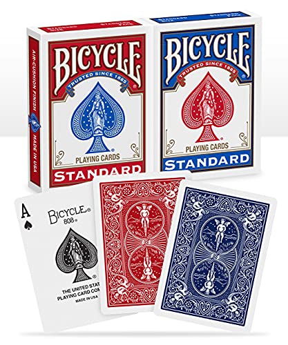 Bicycle 1001781 Kartendeck Standard 2er-Pack Rot & Blau Rommé-Karten, Pokerkarten, Zauberkarten/Klassische Rider Back Rückseite/hochwertiges...